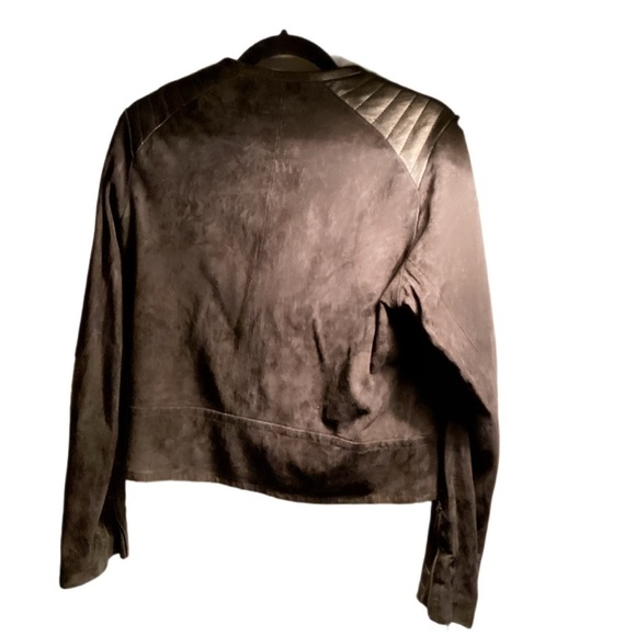 Rag & Bone Black LambskinSuede and Leather Jacket Trendy Asymmetrical Closure 4 - Picture 2 of 4